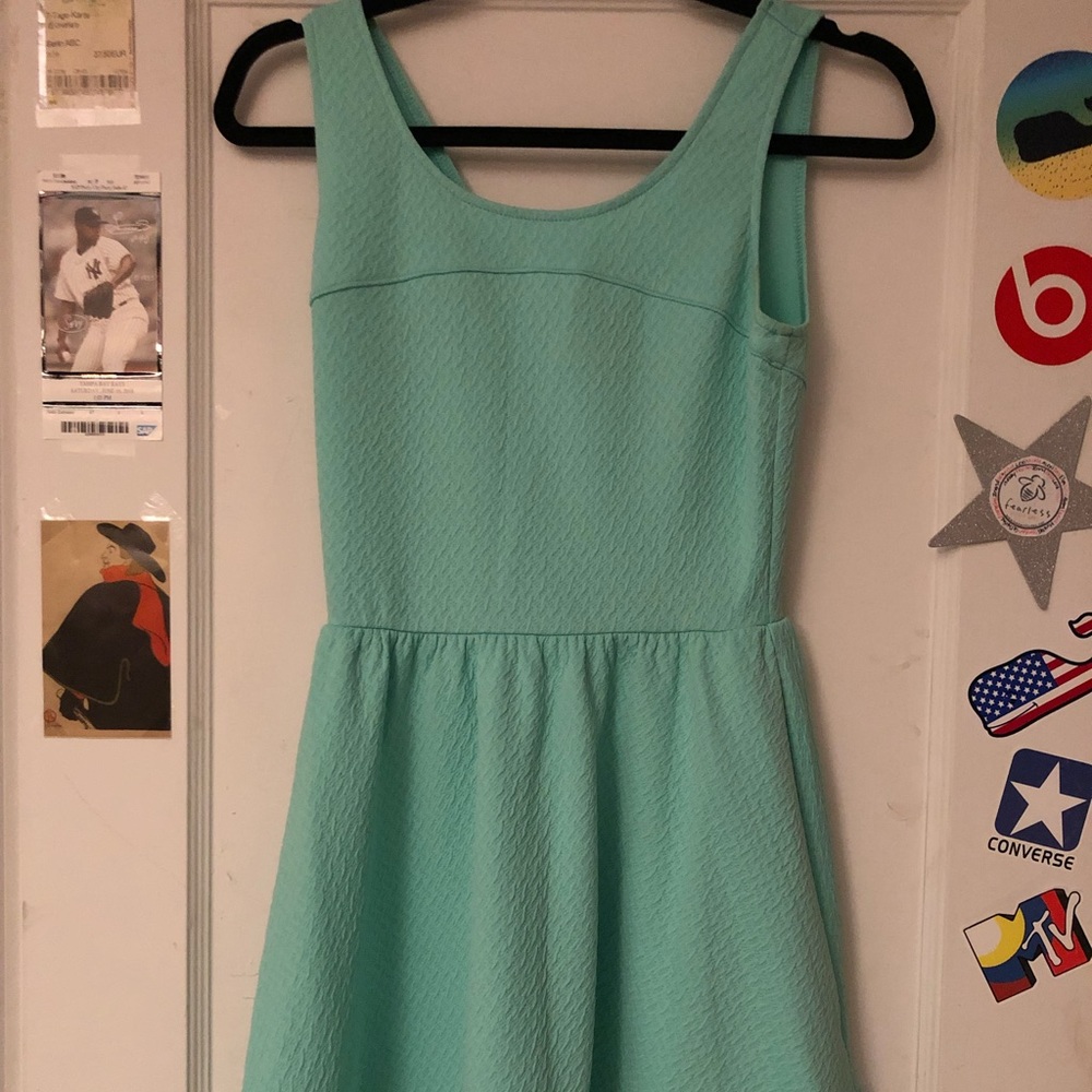 aqua mint green tank top straps mini dress